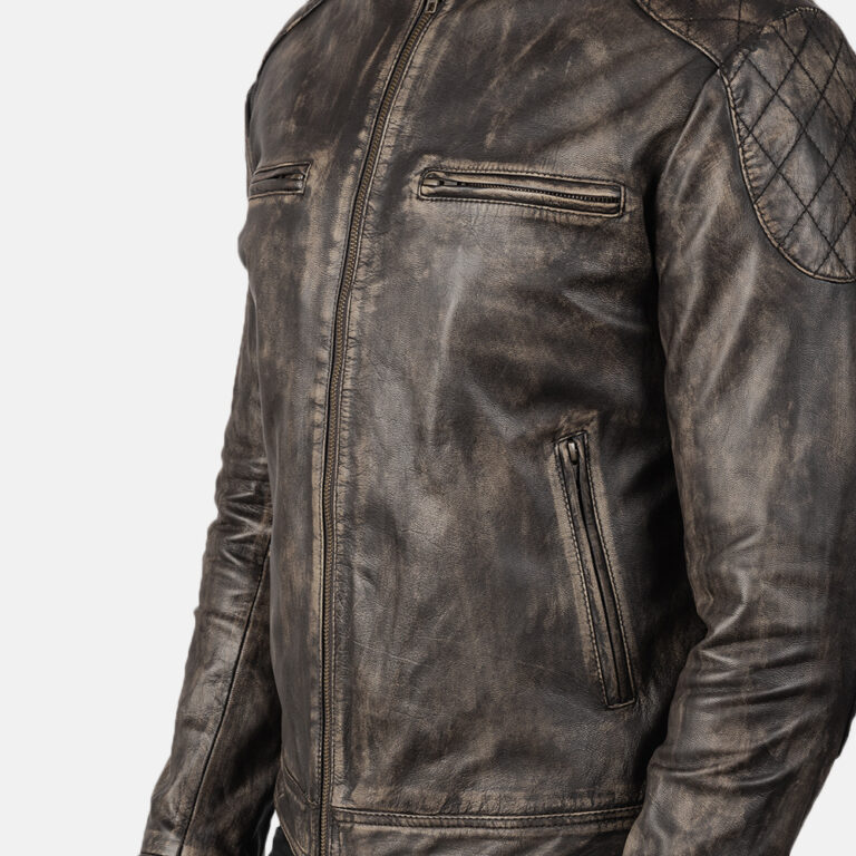 Mens Gatsby Distressed Brown Leather Biker Jacket6090-9-1568987288842